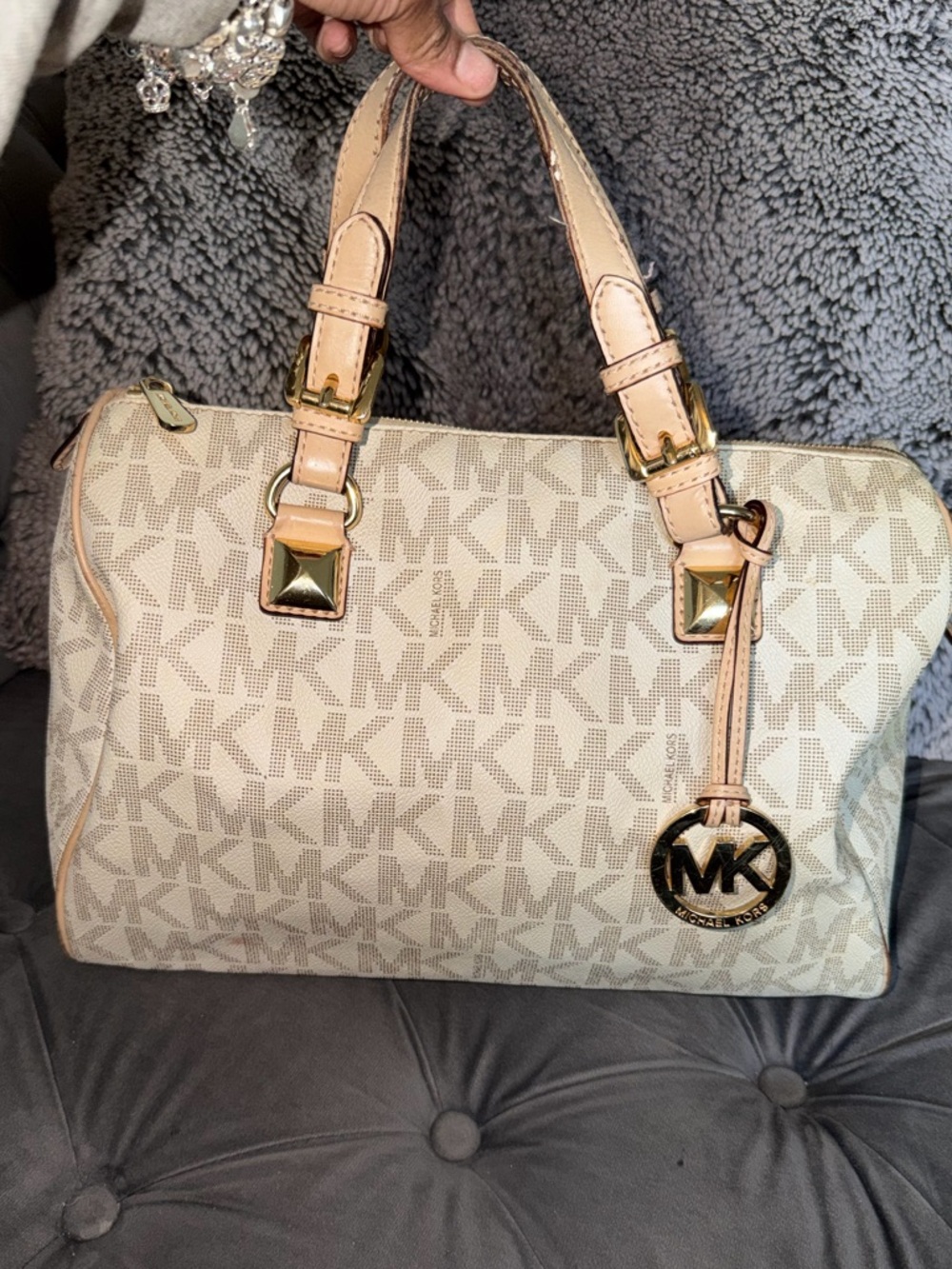 Michael Kors Beige Logo Satchel